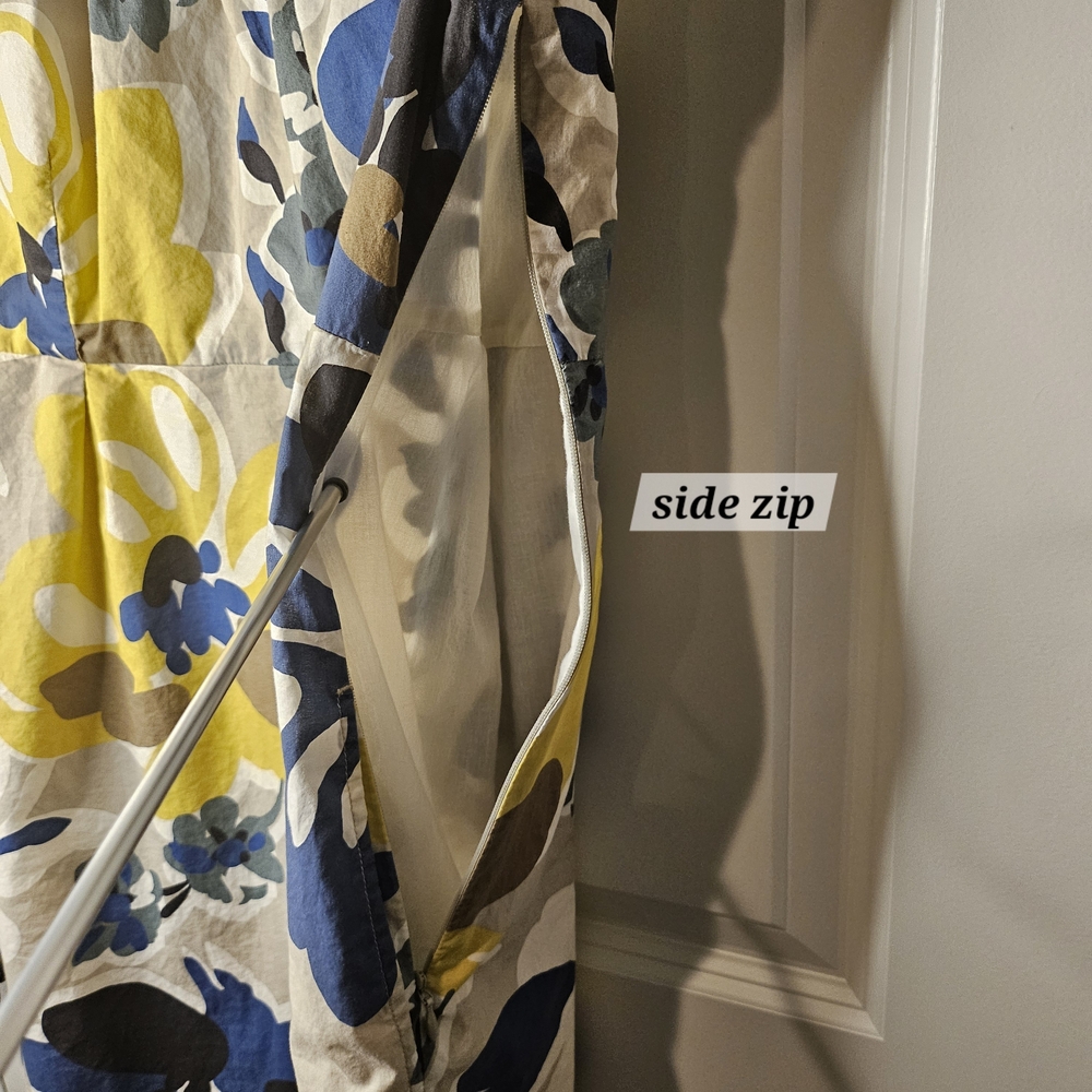Boden Dress Floral Sheath Mini US 6 Cotton Lined Pockets Blue Yellow Summer - Picture 4 of 10